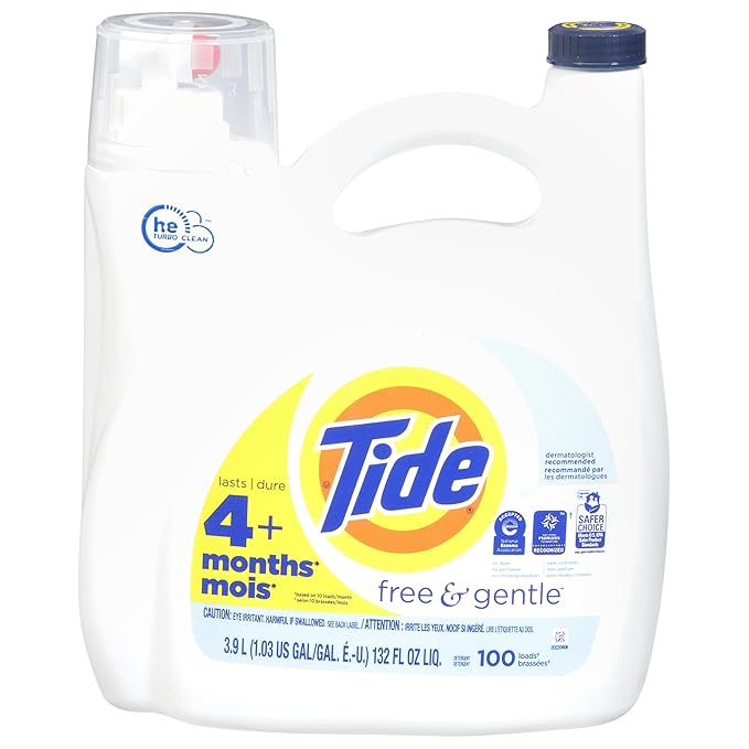 Tide - Liquid Laundry Detergent - Free & Gentle - 100 LOADS - 132 Floz