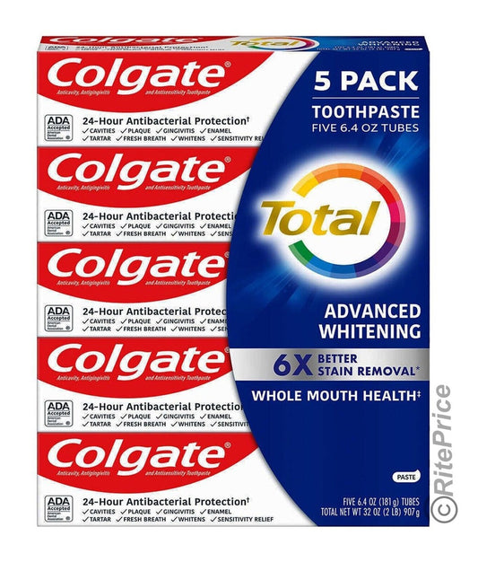 Colgate Toothpaste - Advanced Whitening - 6.4 Oz - pack of 5