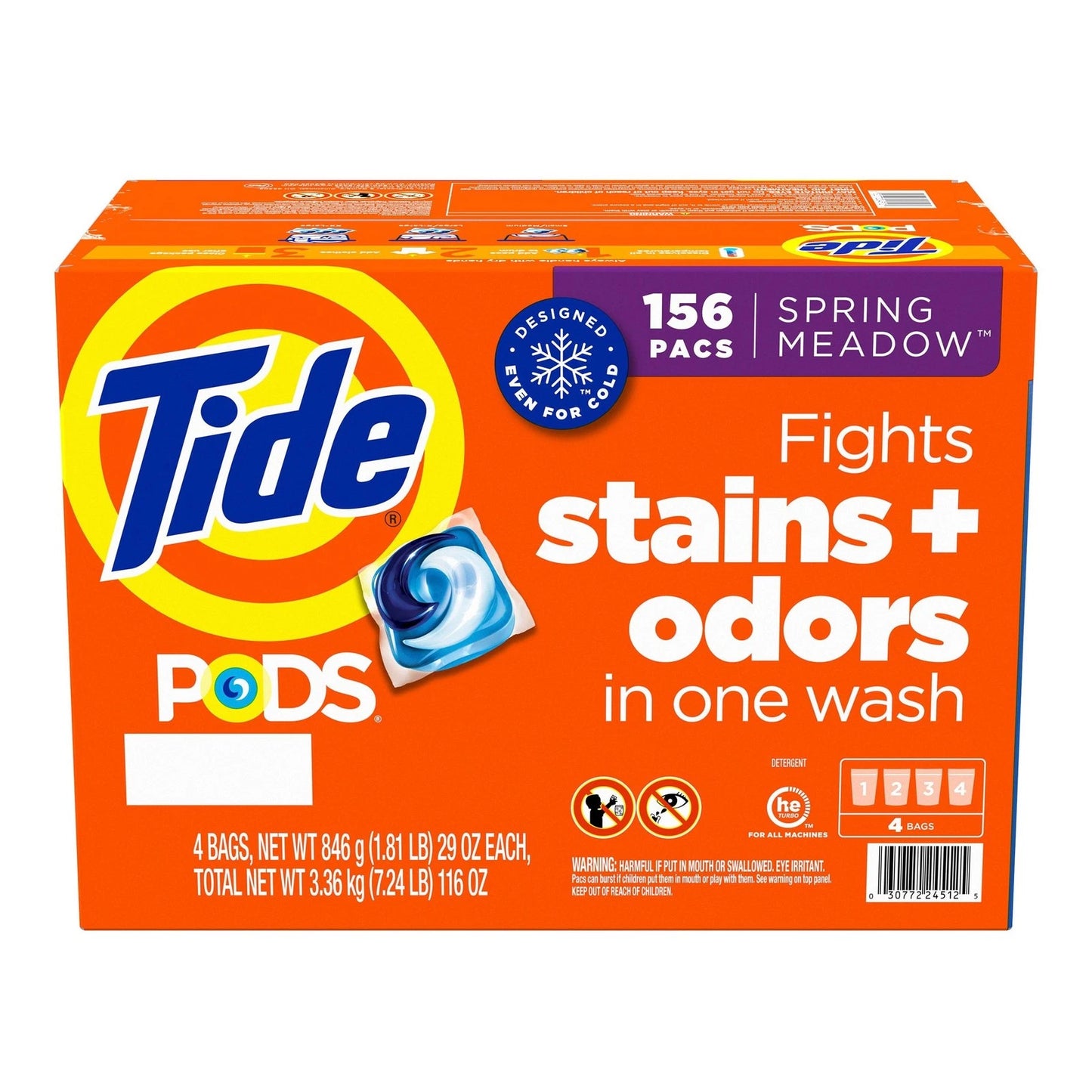 Tide - Pods - Spring Meadows - Stains + odors 156 pacs