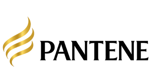 Pantene logo with a gold wavy flame emblem and the brand name in black text on a plain white background.